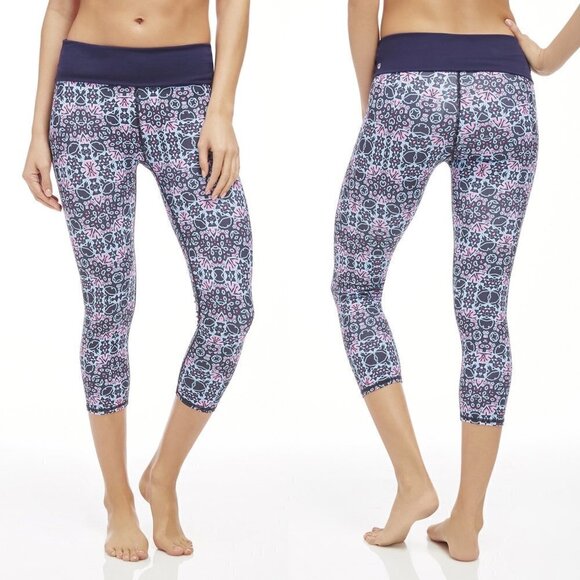 Fabletics Women's Salar Printed Powerhold Foldover Mosaic Inkwell Leggings Small - Picture 1 of 7
